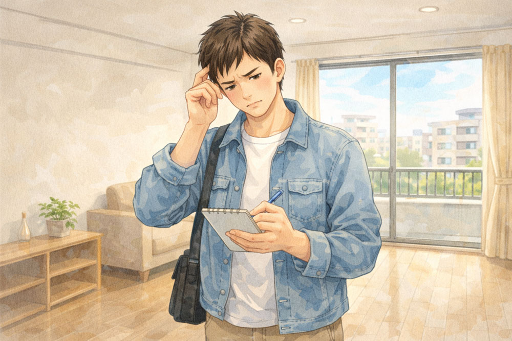 賃貸内見で部屋選びに悩む様子