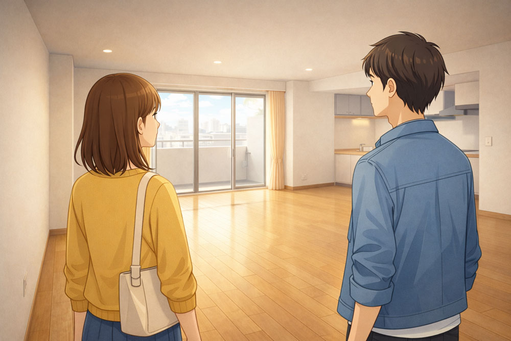 内見や内覧でコンセントを確認している様子