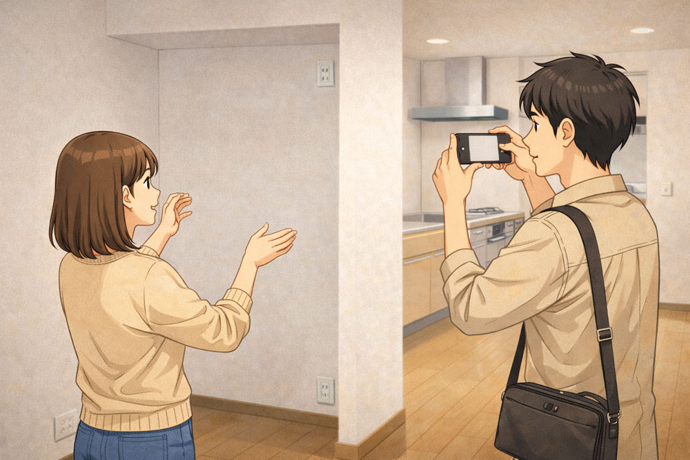 エアコンや大型家電のコンセントを確認している様子